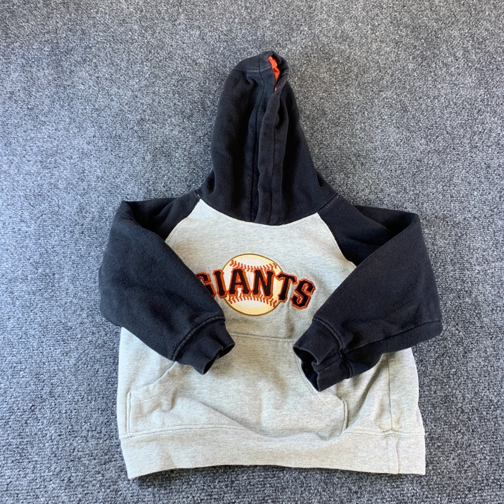 San Francisco Giants MLB Cropped Hoodie Youth 7 Heather Gray Black Raglan Sleeve
